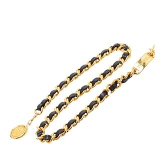 Chanel Pre-owned Leather Woven Gold-Tone Chain Belt - female - Chanel Vintage - Vintage Belts - Multicolor - ONE SIZE - Pre-owned