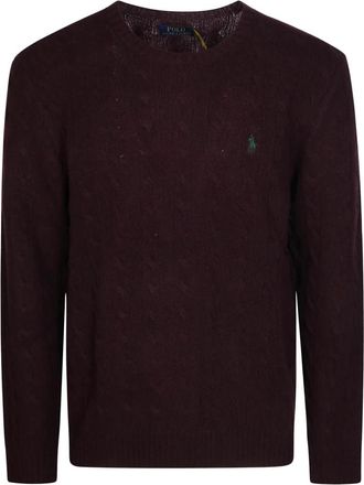 Polo Ralph Lauren Kabeltrui - Heren - Ronde hals truien - Rood - M - Wol - Truien & Vesten