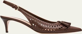 Gianvito Rossi 55mm Vitello Cutout Leather Slingback Pumps