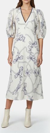 Zimmermann White Navy Bows Print Linen Midi Dress