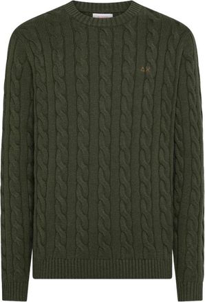 Sun 68 Sweater Cable Knit L/S - Heren - Ronde hals truien - Groen - 3XL - Truien & Vesten