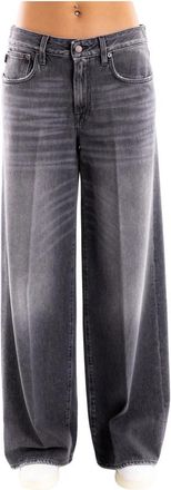 People Wide Jeans - Dames - Loose Fit Jeans - Grijs - W26 - Katoen - Jeans