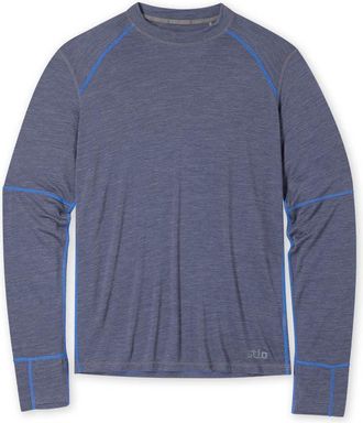 Stio | Mens Basis PeakWool Lightweight Crew Long Sleeve Top, Size Extra Small in Mountain Shadow Heather