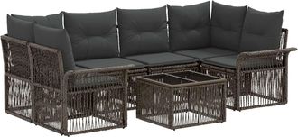 vidaXL Conjunto De Sof&aacute;s De Jard&iacute;n 7 Uds. Gris Rat&aacute;n Sint&eacute;tico Vidaxl