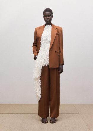 Mango Pantaloni dritti da abito a vita bassa cognac - Donna - 36 - MANGO