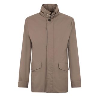Moorer Light Jackets, male, Brown, Size: 2XL High Collar Jacket
