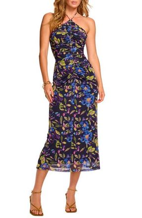 Ramy Brook Aveline Floral Halter Mesh Dress in Navy Floral Mesh at Nordstrom, Size X-Large