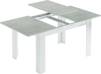 Dmora Tavolo Allungabile, Consolle Estensibile Per Sala Da Pranzo, Tavolo Apribile Da Cucina Con Prolunga, Cm 140/190x90h78, Cemento E Bianco