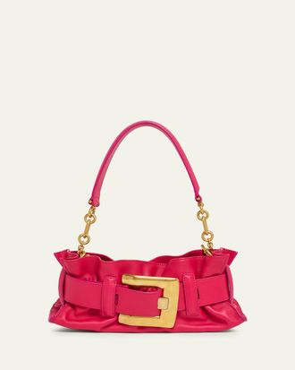 Balmain Anthem Mini Belted Leather Shoulder Bag