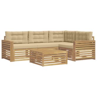 vidaXL Conjunto De Sof&aacute;s De Exterior 5 Uds. Y Beige Poli&eacute;ster Vidaxl