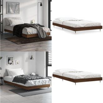 vidaXL Giroletto senza Materasso Rovere Marrone 90x190cm in Truciolato - Letto in legno - Letto con gambe in metallo