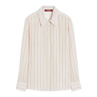 Max Mara Shirts, female, White, Size: L Striped Silk Shirt