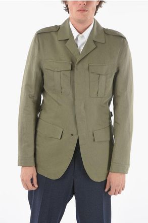 Corneliani CC COLLECTION Hidden Closure Flax and Cotton Utility Jacket size 50