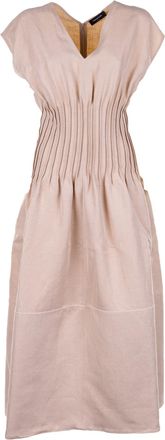 Fabiana Filippi Womens Pleated Short Sleeve Dress - Nude Cotton - Size EU 40 (Womens)