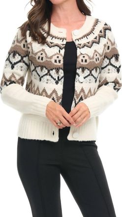 Tribal Fair Isle Cardigan In Moonstone