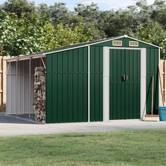Berkfield Home Garden Shed Green 277x279x179 cm Galvanised Steel | Size: 277 x 279 x 179 cm