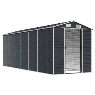 Berkfield Home Garden Shed Anthracite 191x555x198 cm Galvanised Steel in Charcoal | Size: 191 x 555 x 198 cm