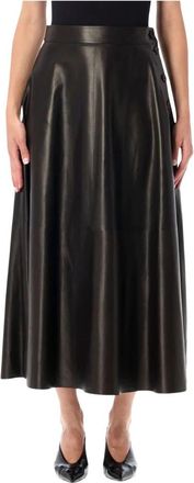 Ralph Lauren Vikie Midi - Dames - Leren & Su&egrave;de rokken - Bruin - XS - Leer - Rokken