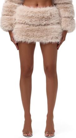 Naked Wardrobe Pelted Faux Fur Miniskirt in Taupe at Nordstrom, Size Medium