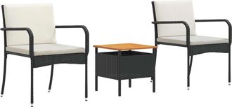 vidaXL Conjunto De Jard&iacute;n Negro Rat&aacute;n Sint&eacute;tico Vidaxl