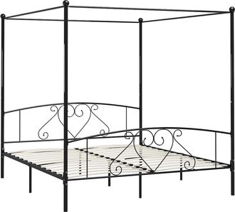 vidaXL Estructura Cama Con Dosel Sin Colch&oacute;n Metal Negro 200x200 Cm Vidaxl