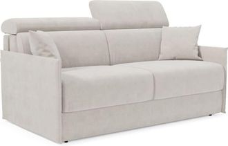 Divani.Store Sof&aacute; cama con reposacabezas reclinables en tela 149 cm blanco