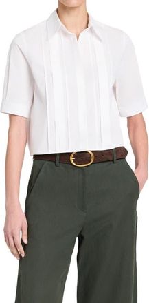 TWP Short Lived Pleated Placket Top in White at Nordstrom, Size Xx-Small