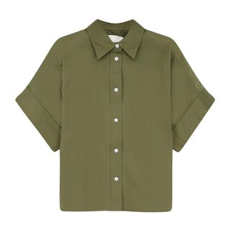 Closed Dames, Blouses & Shirts, Groen, Maat: XS Katoen