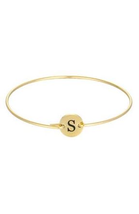 Adornia Tarnish Resistant 18K Gold Plated Initial Bangle Bracelet in Gold-S at Nordstrom Rack