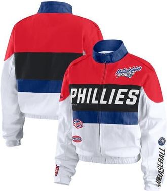 WEAR by Erin Andrews Womens WEAR by Erin Andrews Red/White Philadelphia Phillies Racing Full-Zip Jacket at Nordstrom, Size X-Large
