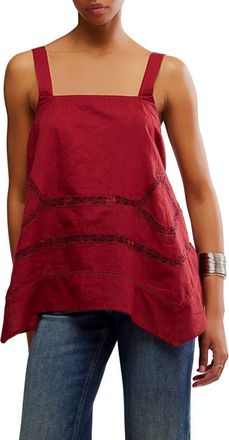 Free People Lace Inset Handkerchief Hem Cotton Camisole in Syrah at Nordstrom Rack, Size X-Small