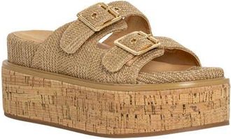 Shushop Lucinda Platform Wedge Slide Sandal in Natural Woven at Nordstrom, Size 8.5