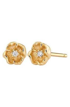 Made by Mary CZ Birth Flower Stud Earrings in August - Gold Vermeil at Nordstrom