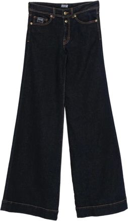 Versace Jeans Couture Wide Jeans, female, Blue, Size: W25 Button Jeans