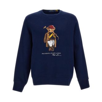 Polo Ralph Lauren Sweatshirts, male, Blue, Size: XL Crewneck Sweatshirt Bear Print