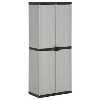 Berkfield Home Garden Storage Cabinet with 3 Shelves Grey&Black 68x40x168 cm in Grey | Size: 68 x 40 x 168 cm