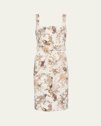 L'agence Tapestry Jungle Idy Button-Front Tank Dress