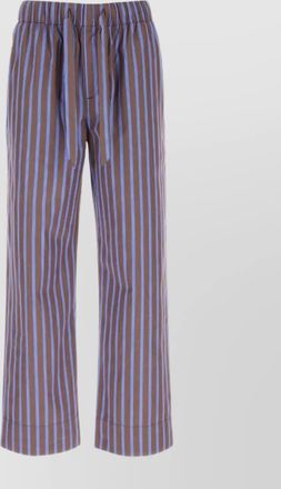Tekla striped poplin trousers elastic waistband