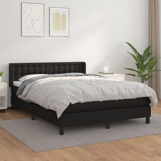vidaXL Vidaxl - Cama Box Spring Con Colch&oacute;n Cuero Sint&eacute;tico Negro 140x190 Cm