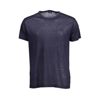 GANT Blauw Linnen T-shirt met Borduursel - Heren - T-shirts - Blauw - 2XL - Linnen - Tops