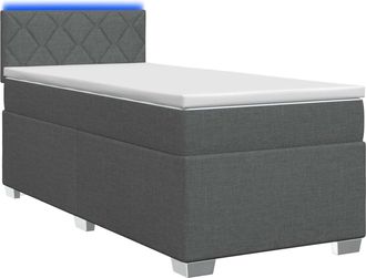 vidaXL Cama Con Base Tapizada, Colch&oacute;n Y Luz Led Gris Oscuro Tela Vidaxl