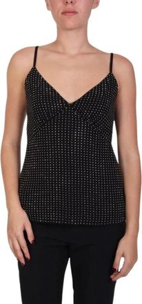 Michael Kors Rhinestone Georgette Camisole Tank Top - Dames - Tops zonder mouwen - Zwart - S - Polyester - Tops