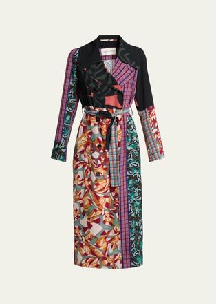 Dries Van Noten Rolano Patchwork Double-Breasted Trench Coat