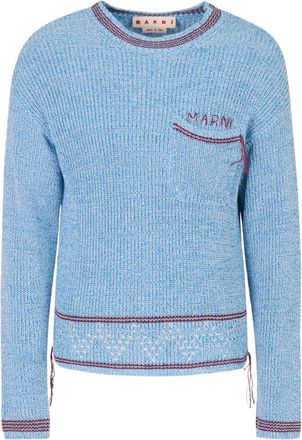 Marni Maglione con logo e tasca - Blu