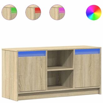 Berkfield Home TV Cabinet with LED Sonoma Oak 100x34x50 cm Engineered Wood in Light Brown | Size: 100 x 34 x 50 cm
