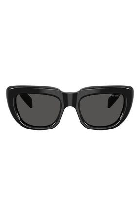 Prada 54mm Rectangular Sunglasses in Black /Dark Grey at Nordstrom