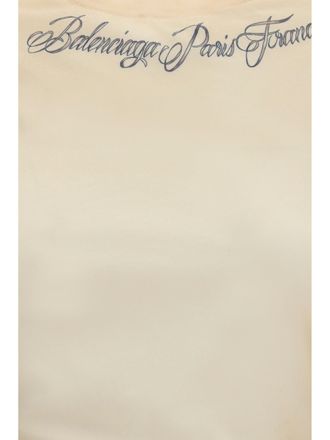 Balenciaga Womens Cotton T-Shirt Ivory Top