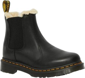 Dr. Martens Leonore Chelsea Boots met Faux Fur Voering - Dames - Enkellaarsjes - Zwart - 41 EU - Leer - Schoenen