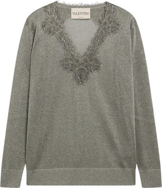 Valentino Garavani Trui - Dames - V-hals truien - Grijs - S - Truien & Vesten