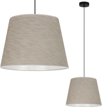 OEM L&aacute;mpara Colgante, Cono De Lino, Negro, 1 Plana, Pantalla Beige L05 38cm